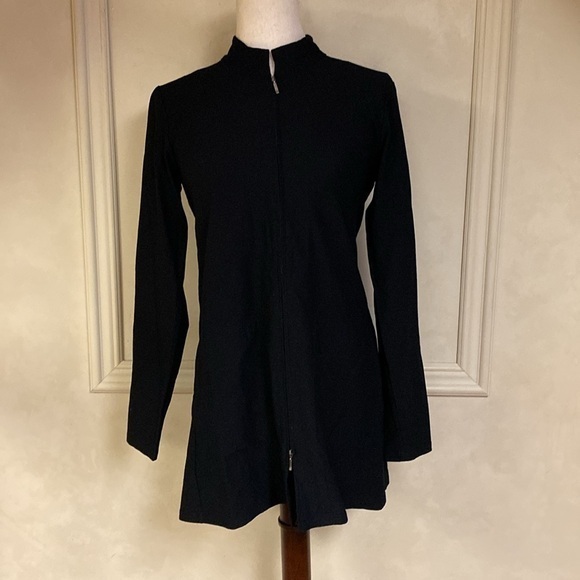 Eileen Fisher Jackets & Blazers - Eileen Fisher Crepe Black Zip Front Stand Collar Longline Jacket